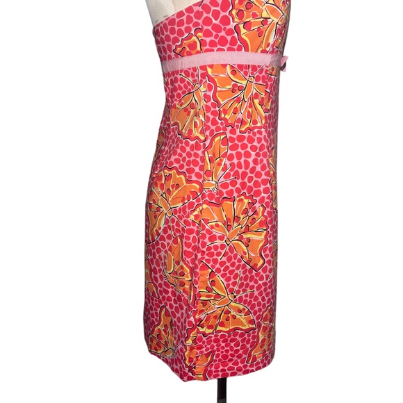 Lilly Pulitzer White Label strapless pink dress with butterflies. Size 6 - Picture 2 of 14
